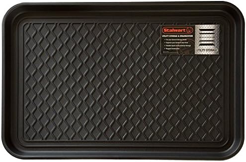 All-Weather Indoor/Outdoor Boot Tray - Weather-Resistant Hard Plastic Shoe Mat with Raised Edge for Entryways, Decks, and Patios by Stalwart (Black)