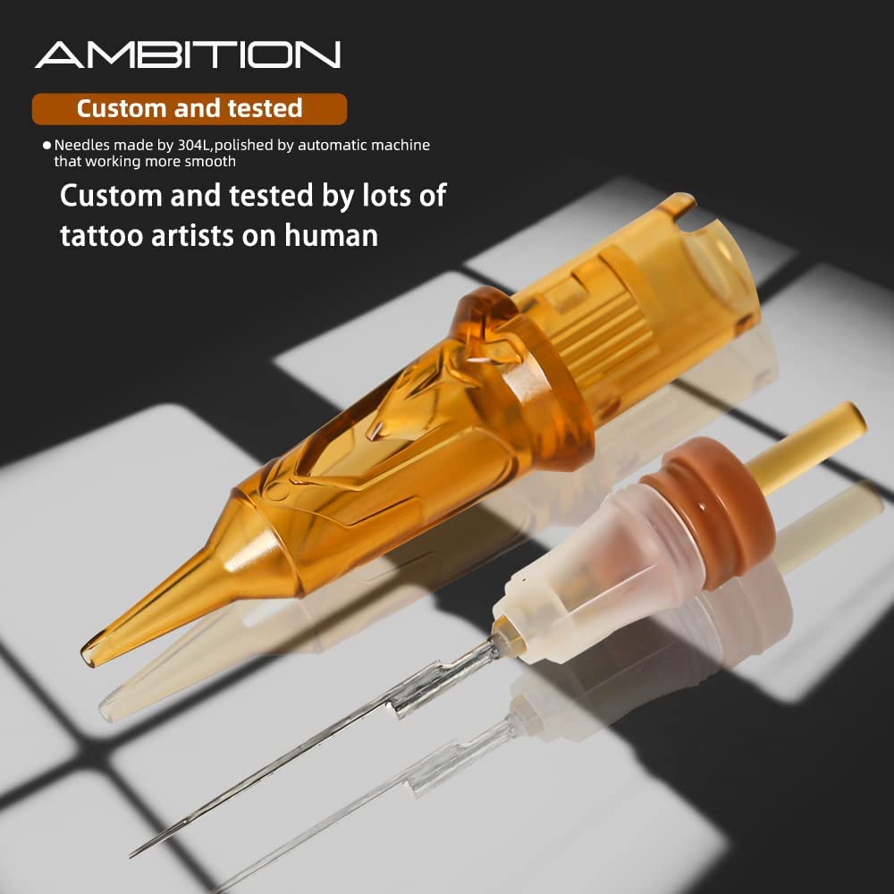 Ambition Glory Tattoo Cartridges #12 Standard RL Needles Disposable 10pcs 0.35mm Round Liner for Rotary Tattoo Machine Supply (10Pcs, Random Size)