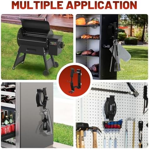 All-Metal Magnetic Power Cord Organizer with Strong Magnet, Coinicxcel Cable Holder for Most Wood Pellet Grill Smoker with Open Plug Slot & Hook, Suit for Traeger Grill Accessories, BBQ Accessories