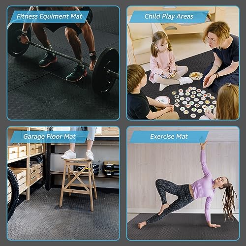 Art3d 24 Sq.Ft Eva Puzzle Exercise Mats, 1/2" Thick Foam Interlocking Tiles for Gyms, Flooring, Workout, Gym Equipments, Pack of 6