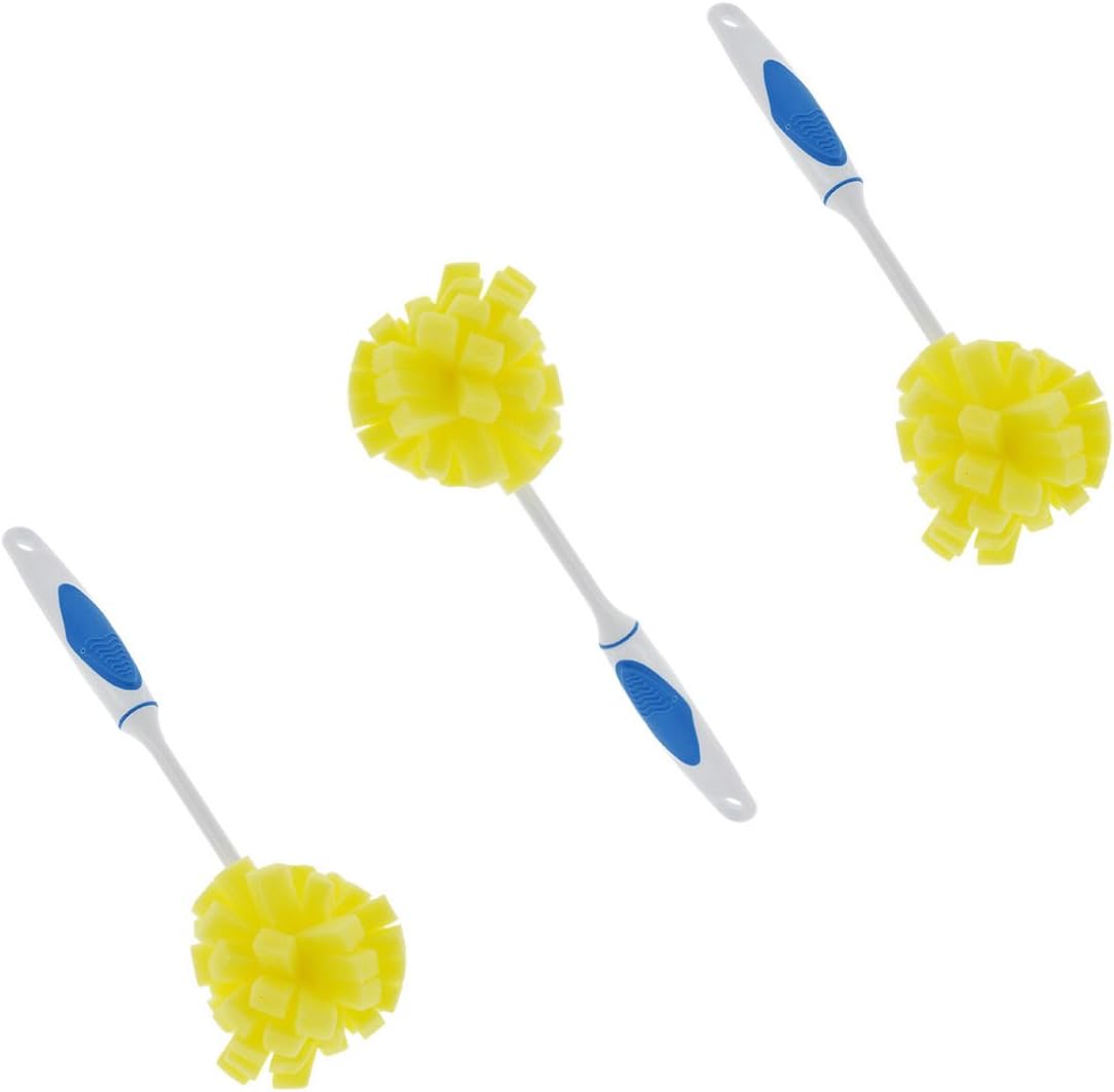 Dishwashing Foam Sponges with Handles Bottle/Glass Scrubbers 3Pack