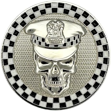 Chicago Police Challenge Coin: Biker Skull, Size: 2"