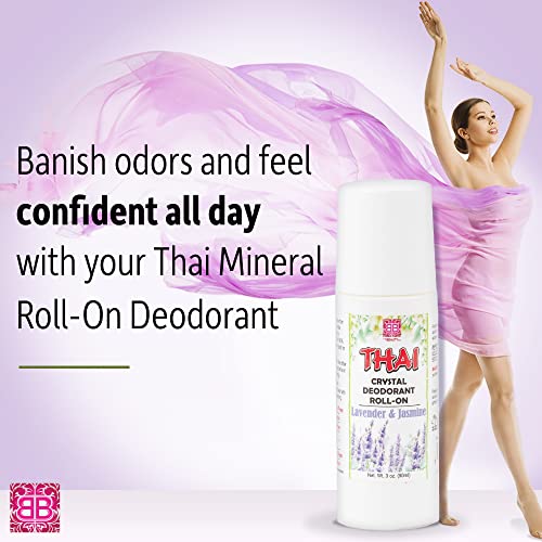 Thai Crystal Deodorant Roll On – Potassium Alum All Natural Deodorant for Women & Men – 3 Oz. Roll On without Animal Testing or Chemicals by The Beauty Box