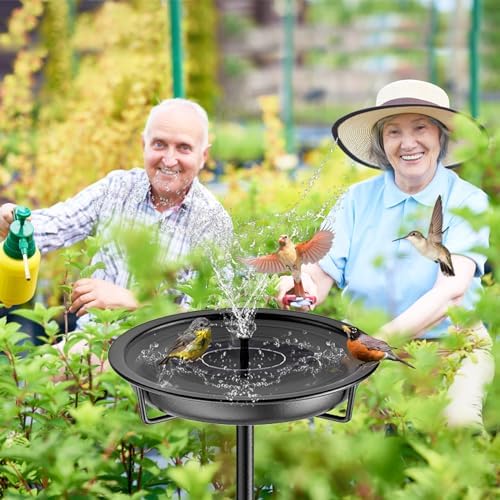 Metal Bird Bath for Outside Garden Birdbath Bowl, 36.2" Height Freestanding Bird Feeders for Outdoors with 4 Prongs Base Stake, Standing Birdfeeders for Yard Lawn Decor (Black)