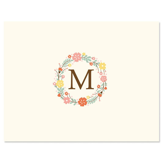 Initial Personalized Note Card (4 Color Choices) - 24 Cards with White Envelopes, 4ยผ x 5ยฝ Inch Size, Blank Inside, Add a Name and Initial, For Thank You Notes, or Graduation Gifts