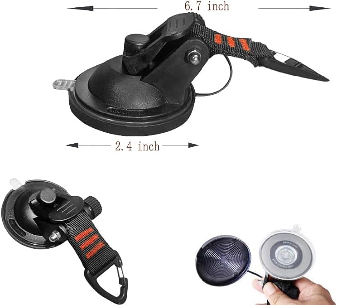 Suction Cup Hooks Heavy Duty 4 Pieces Car Camping Essentials Upgraded Tie Down Suction Cup Camper Accessories with Securing Hook Strong Power for RV Boat Window Glass Camping Trap.(4 pcs)