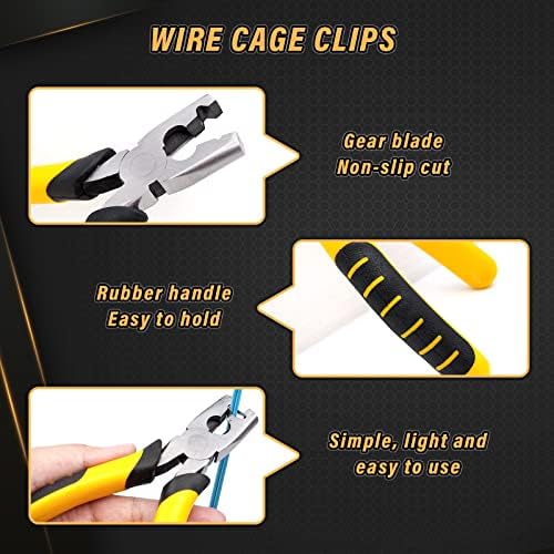 900pcs Rabbit Chicken Wire Cage Clips with Fence Pliers Hog Rings Snap-Ring Pliers Wire Clamp Tool Fasten Clips Buckle Pliers for Building Installation Wire Cage Pet Bird Quail