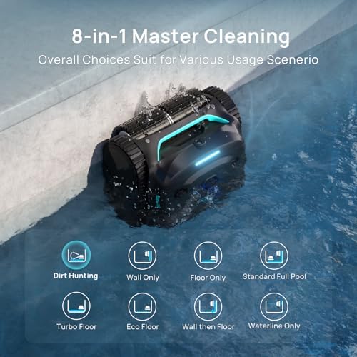 (2025 New) WYBOT C2 Vision AI Camera Cordless Pool Vacuum Robot for Inground&Above Pools, 8 Mode Robotic Pool Cleaner, Utra-fine Filtration, Powerful Suction, Wall Climbing, Waterline Cleaning, Black