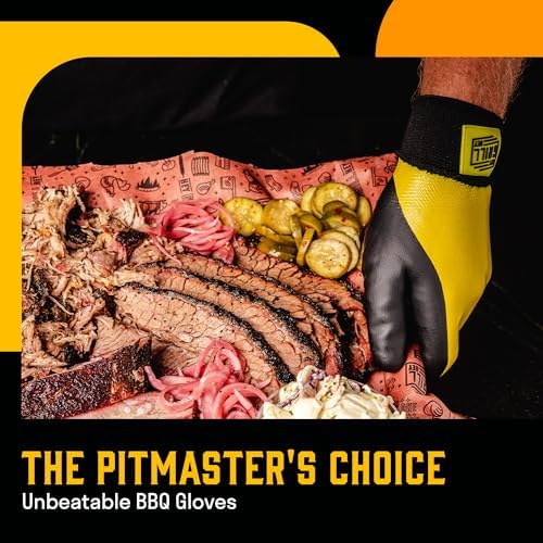 Hey Grill Hey Pitmaster Gloves | BBQ Gloves | Heat Protection up to 500°F or 260°C | High Temp Resistance | Fireproof Glove for Grilling Smoking Barbecue | Washable Mitts | Waterproof | Size - Medium
