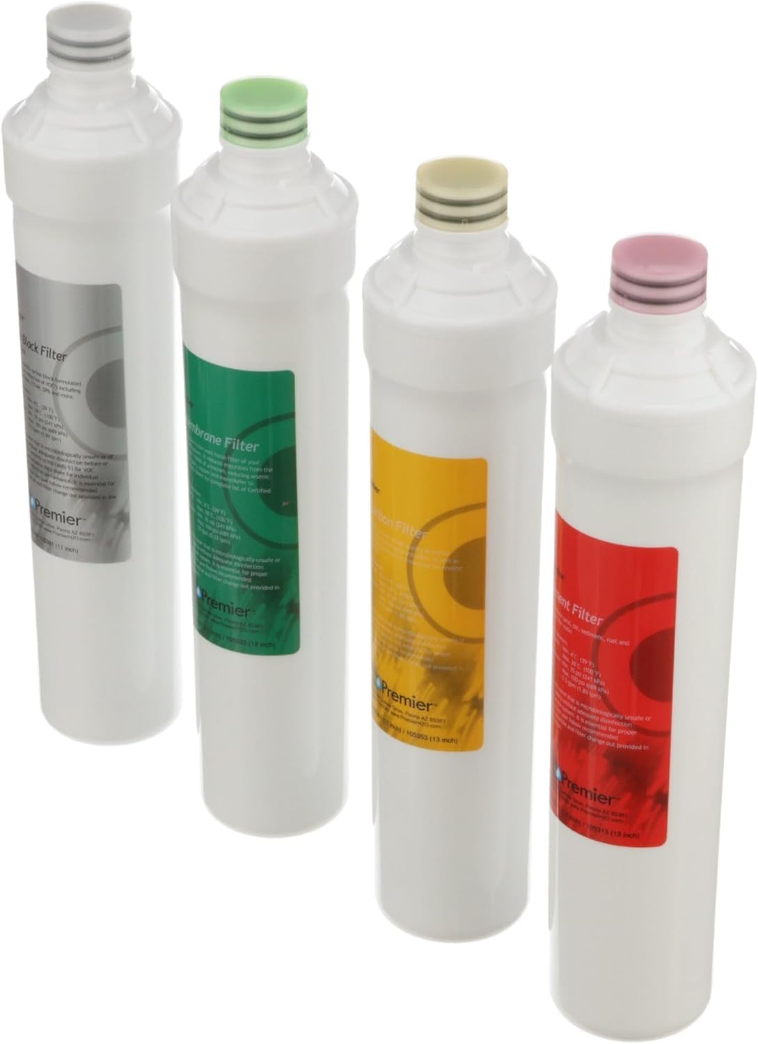 Watts Premier RO Pure Plus 4-Pack Filtration Kit for 4 Stage Pure Plus/Zero Pure Plus Reverse Osmosis System, Push Button Water Filter Replacement, Sediment Filter, Carbon Pre-Filter, VOC, Membrane