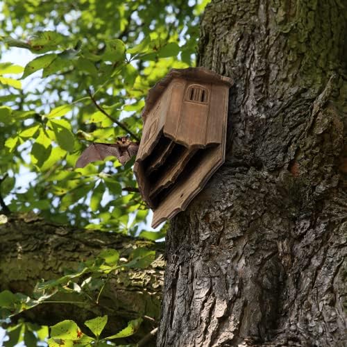 Wooden Castle Bat Houses for Outside Bat Box for Outdoors - Large Three Chamber Box Perfectly Designed to Attract Bats - Durable and Easy to Hang (Bat House Ⅰ Brown)