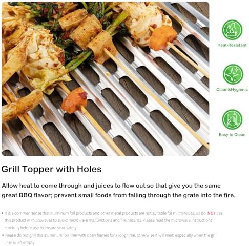 20 Pack Disposable Aluminum Grill Liners, 12" x 20" Rollable Grill Sheets for Grill Grates of Outdoor Charcoal BBQ