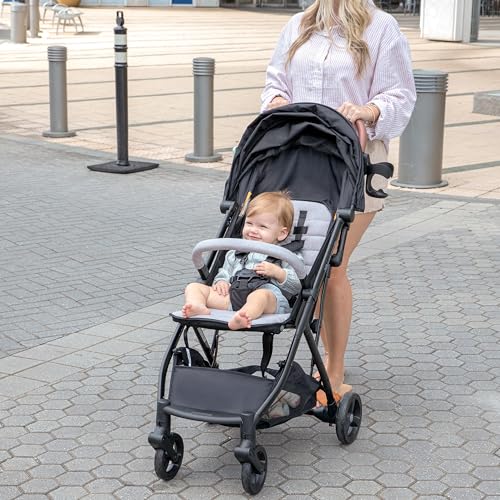 Summer Infant Ingenuity 3Dquickclose CS+ Compact Fold Stroller – Lightweight Stroller with Oversized Canopy, Extra-Large Storage and Compact Fold, Gray