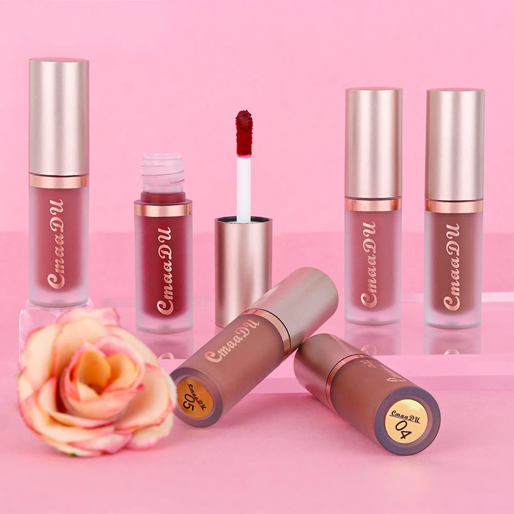 evpct 1Pcs Light Nude Brown Matte Liquid Lipstick Lip Gloss Glossy Set for Black Women 24 Hour Silky Velvet Lipstick labiales matte larga duracion mate 24 horas originales 05#