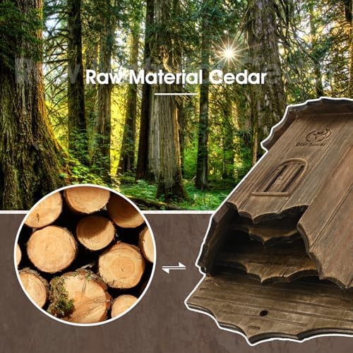 Wooden Castle Bat Houses for Outside Bat Box for Outdoors - Large Three Chamber Box Perfectly Designed to Attract Bats - Durable and Easy to Hang (Bat House Ⅰ Brown)