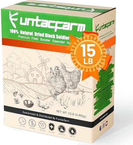 15LB Dried Black Soldier Fly Larvae for Chickens, High Protein Chicken Feed Superior to Meal Worms for Wild Birds & Chicken Treats for Laying Hens