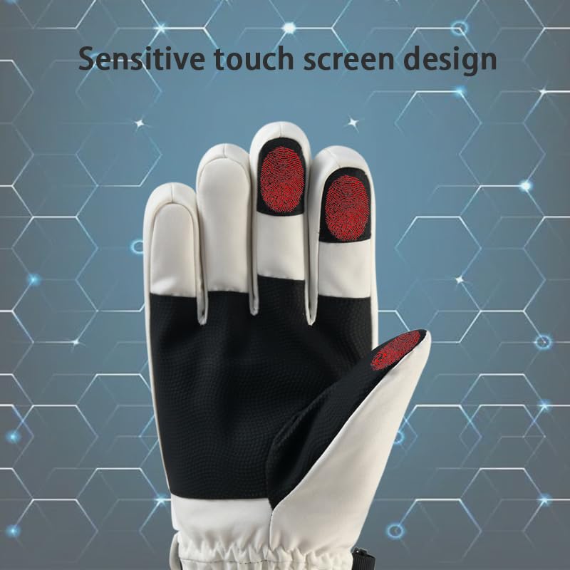ANJMEICH Ski Sports Gloves, Fleece Warm, Anti-Slip Wear, Touch Screen, Outdoor Sports Gloves (White)