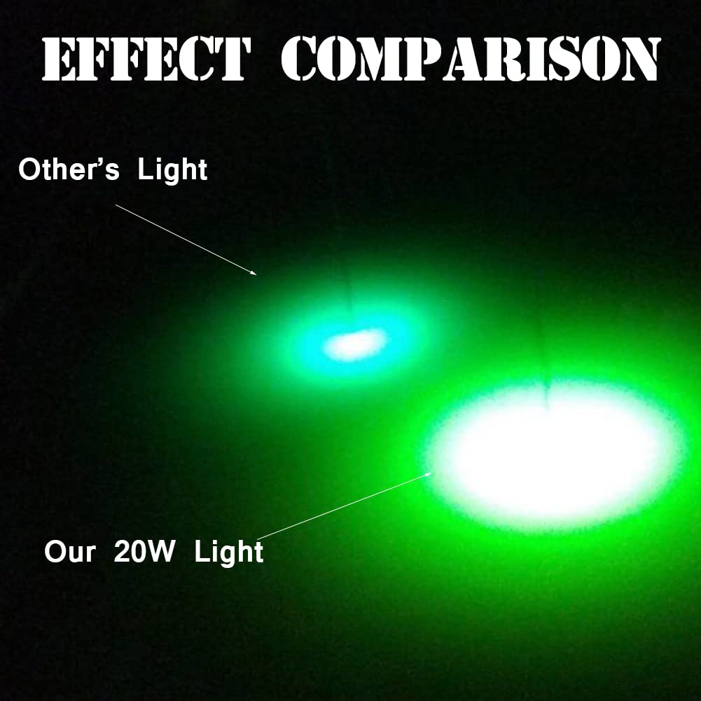 Underwater Fishing Light Super Bright 16000 Lumens 20W 12V LED Submersible Fishing Bait Finder Night Fishing Light Deep Drop Light Boat Decorative Light for Shrimp, Prawns, Squid and Fish (Blue)