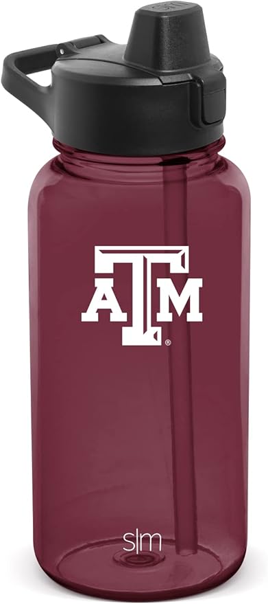 Simple Modern Officially Licensed Collegiate University Tritan Plastic BPA-Free Water Bottle with Push-Button Silicone Straw Lid | Summit Collection | 32oz