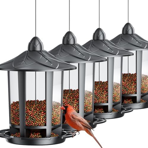 Birdream 4 Pack Bird Feeders for Outdoor Hanging, Classic Castle Design Fun Assembly Bird Feeder, Attracting Wild Birds Cardinals Goldfinches Chickadees Finches Sparrows