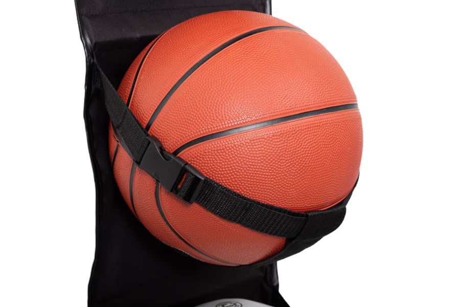Gear Zone Hanging Sports Equipment Organizer | Multi-Purpose | Garage Sports Ball Storage | For Basketball Football Volleyball Tennis Soccer Biking | Toy Storage | Includes Hook & Pump