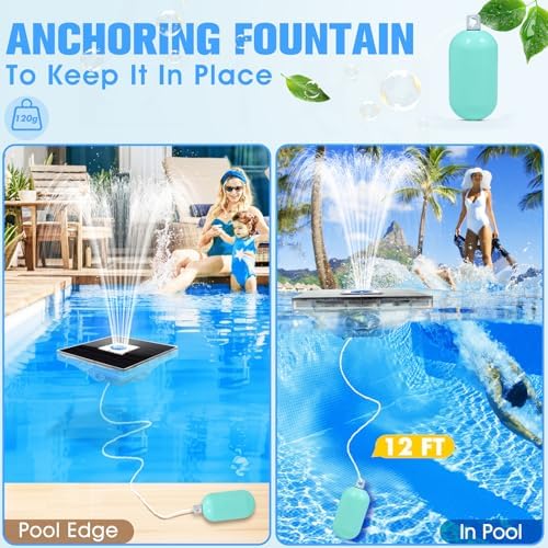 Solar Pool Fountain with Light Show, 2025 Upgraded Large Solar Pool Water Fountains, Floating Fountain for Above Ground Pool,Solar Floating Pool Fountains Pump for Pond-1PK(White)