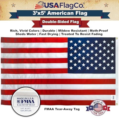 American Flags for Outside 3x5 - USA Flag Co. American Flag Made in USA: Embroidered Stars and Sewn Stripes