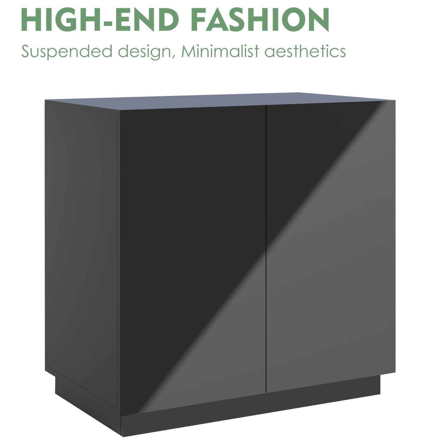 Amunrbrek Large/Tall Litter Box Enclosure, Modern Wooden Litter Box Furniture for XL Litterbox with Hidden Storage as Sideboard Cabinet (Black)
