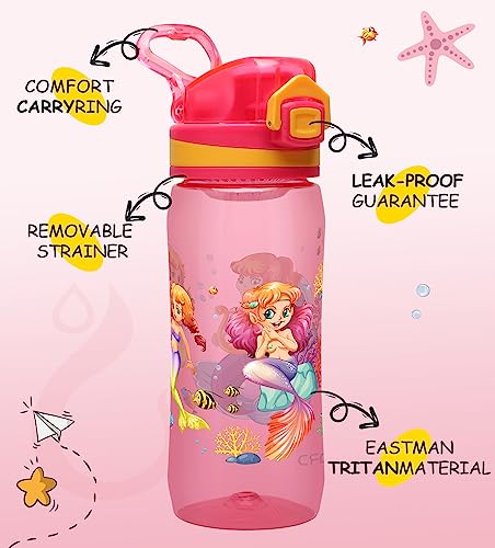 Opard Peak Water Bottle 20 Oz BPA Free Tritan Plastic Leak Proof Flip Top for School Kids Sports Gym Yoga Camping (Aqua)