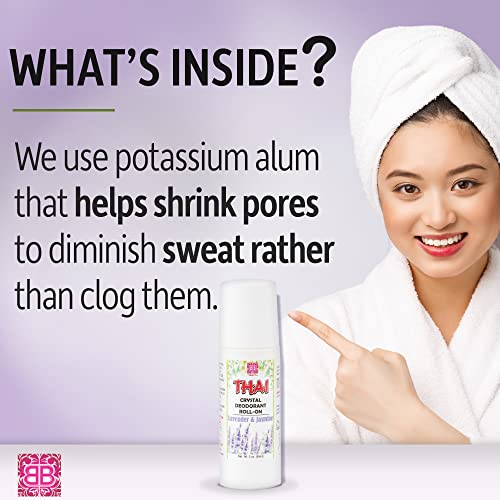 Thai Crystal Deodorant Roll On – Potassium Alum All Natural Deodorant for Women & Men – 3 Oz. Roll On without Animal Testing or Chemicals by The Beauty Box