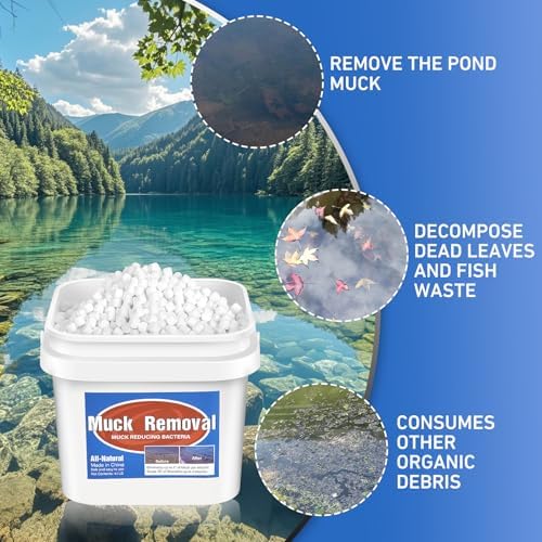 Muck Removal-4.1LB Natural Pond Clear Water Treatment, Muck and Sludge Remover for Ponds & Lakes, Oxygenates, Eliminates Odors, Safe for Fish, Pets, Plants, Treats Up to 20,000 Sq Ft