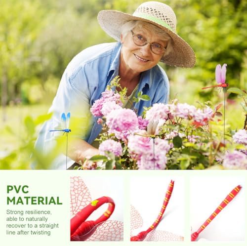Dragonfly Clip Bug Repellent, 2025 New Fake Dragon Fly Hat Clips, 3D Dragonfly Garden Stakes Decor, Realistic Humming Bird Stakes, Artificial Clip-On Fly Deterrent for Indoor Outdoors (24pcs)