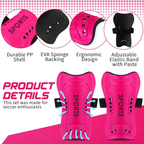 Syhood Soccer Shin Guards and Socks for Toddler Kids Youth, Lightweight Soccer Shin Pads Protective Soccer Gear for 3-5, 5-10, 10-15 Years Old Children Teen Boys Girls Soccer Game (Pink,S Size)