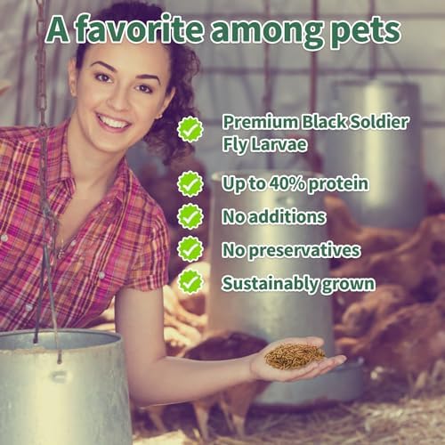 High Calcium, Non-GMO, 5LB Dried Black Soldier Fly Larvae for Chickens, 60-100X More Calcium Than Mealworms,Treat for Laying Hen, Ducks, Wild Birds,Turtles