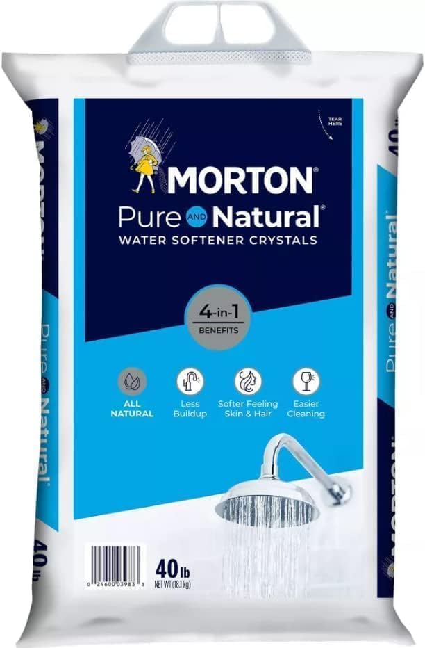 (4 PK) Morton Water Softener Salt Crystals, Pure and Natural 4 in 1, 40 pounds