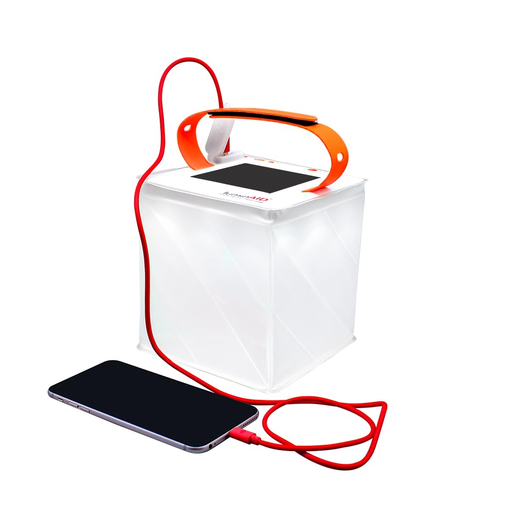 LuminAID Max Quick Inflate 2-in-1 Solar Camping Lantern and Phone Charger - Rechargeable LED Lamp for Camping, Hiking & Travel - Waterproof Emergency Light for Power Outages, Hurricane, Survival Kits