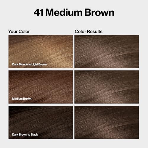 Revlon ColorSilk with Bond Repair Complex, Brown Permanent Hair Color, 100% Gray Coverage, Ammonia Free Hair Dye, Vegan Keratin, 41 Medium Brown (Pack of 3)