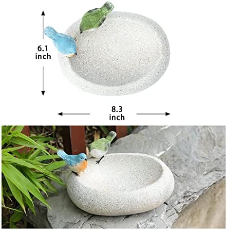 MUMTOP Bird Baths for Outdoors, Antique Outdoor Garden Bird Bath Resin Birdbath Bowl with Cute Birds Ornament for Outside Yard Table Decor