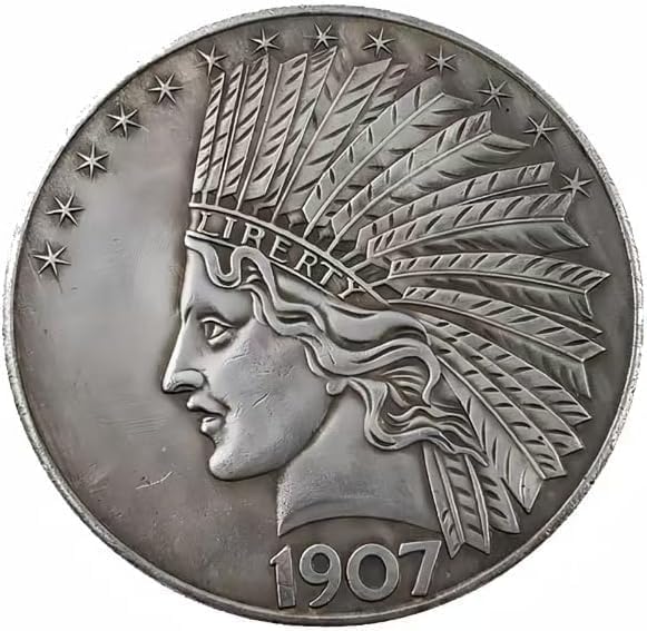 Antique Liberty Indian Head 10 Dollar Coin Uncirculated Morgan Dollar Rare Historical American Coins for Collectors (1907(5PCS))