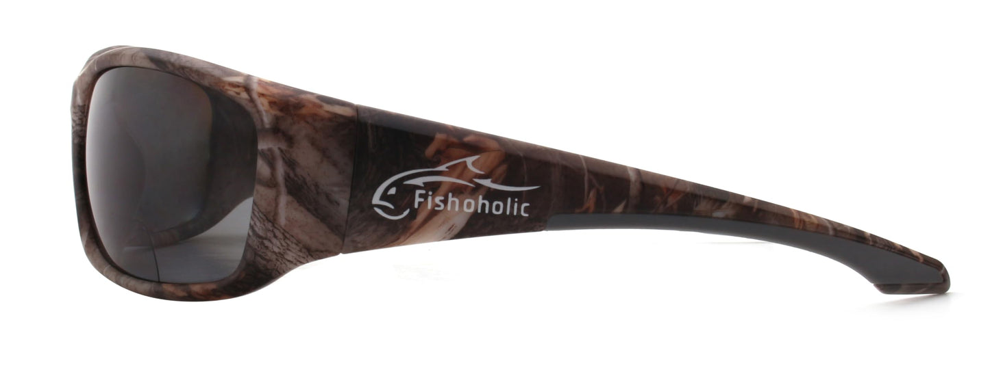 Fishoholic BiFocal - x1.5 x2.0 x2.5 (Reader) - Polarized Bi-Focal Fishing Sunglasses - UV400 Great Fishing Gift for Father Dad (x1.5-CAMO-MB)