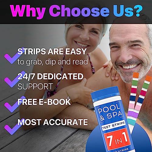 All-New 2025 Pool and Spa Test Strips 7 in 1 Quick SuperAccurate Swimming 150 Pool Test Kit - Hot Tub Test Strips & Pool Water Testing Strips for pH Chlorine Bromine Hardness Alkalinity Cyanuric Acid