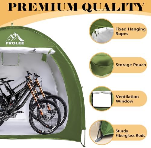 Bike Shed 6.6FT Waterproof 210D Oxford Fabric, Bike Storage with Window Design for Outdoor Storage, Bike Storage Tent for 2-3 Bikes, Outdoor Storage Waterproof