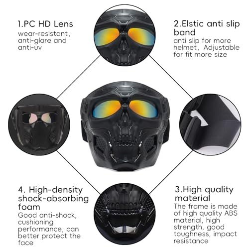 Airsoft Mask, Motorbike Goggles, Skull Mask, Paintball Mask, Dirt Bike Goggles, Tactical Gear, for Halloween, Riding, Paintball, Motorcycle, Outdoor Sports (Brown)