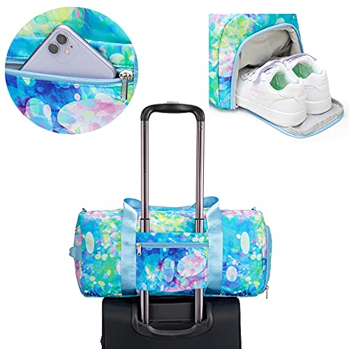 BLUBOON Duffle Bag Girls Kids Cute Gym Bag with Shoes Compartment & Wet Separation Waterproof Sports Overnight Travel Bag