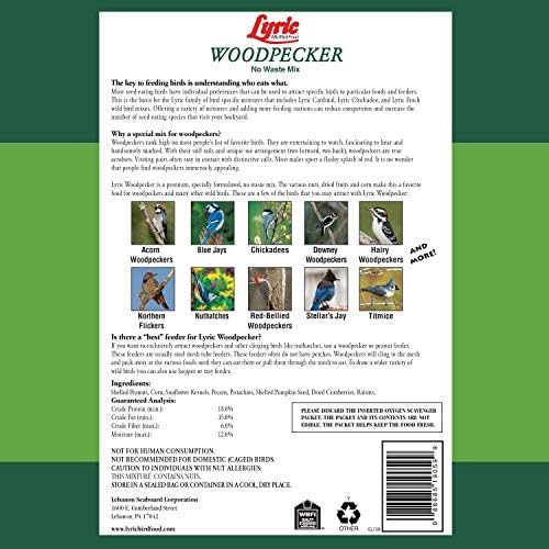 Lyric Woodpecker Wild Bird Seed, No Waste Bird Seed with Nuts, Dried Fruit & Shelled Seeds - 20 lb. Bag
