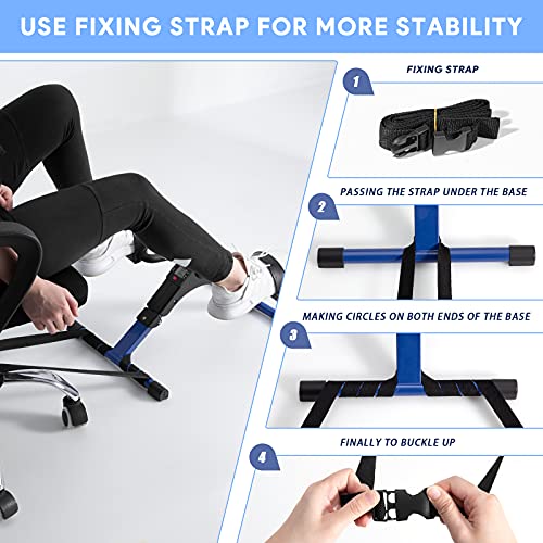 Folding Pedal Exerciser Mini Exercise Bike Portable Foot Peddler Desk Bike Arm and Leg Peddler Machine with LCD Monitor(Blue)