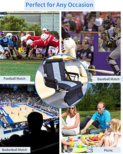 AOOXIMI Stadium Seats for Bleachers with Back Support, Bleacher Seats with Backs and Cushion Wide, Stadium Chairs with Cup Holders, Mesh Bags and Hide Hooks, Basketball Football Bench Seats