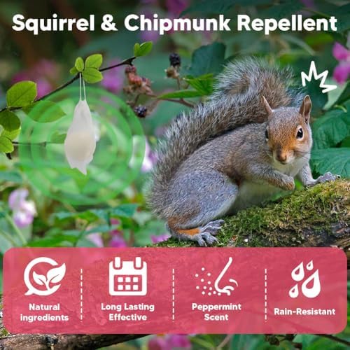 Squirrel Repellent Outdoor, Chipmunk Repellent, Squirrel Repellent for Garden & Yard, Attic Squirrel Deterrent, Keep Chipmunk Away, Get Rid of Squirrels for Tree, Bird Feeders, Plant-8P
