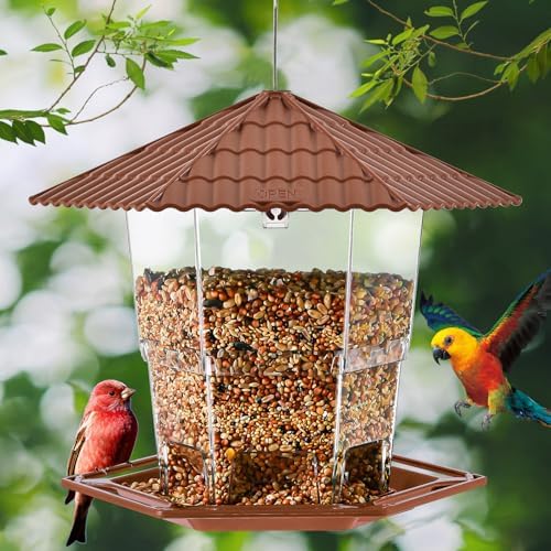 Bird Feeders for Outdoors Hanging Bird Feeder Wild Bird Seed, Brown 2 Pack B