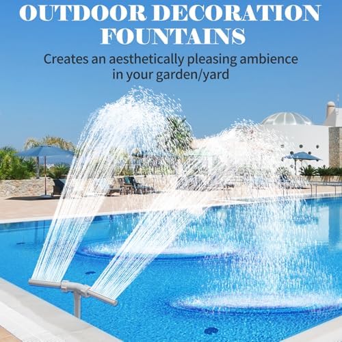 Patented Swimming Pool Fountains - Fit Inground & Above Ground Pool, Water Fun Waterfall Pool Jet Aerator Cooler, Extend Adjustable Pipe Pool Sprinkler Dual Spray Swimming-Pool Garden Decor